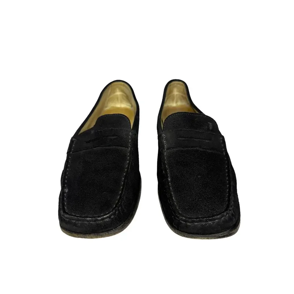 Tods women's black suede penny loafer size 8.5‎